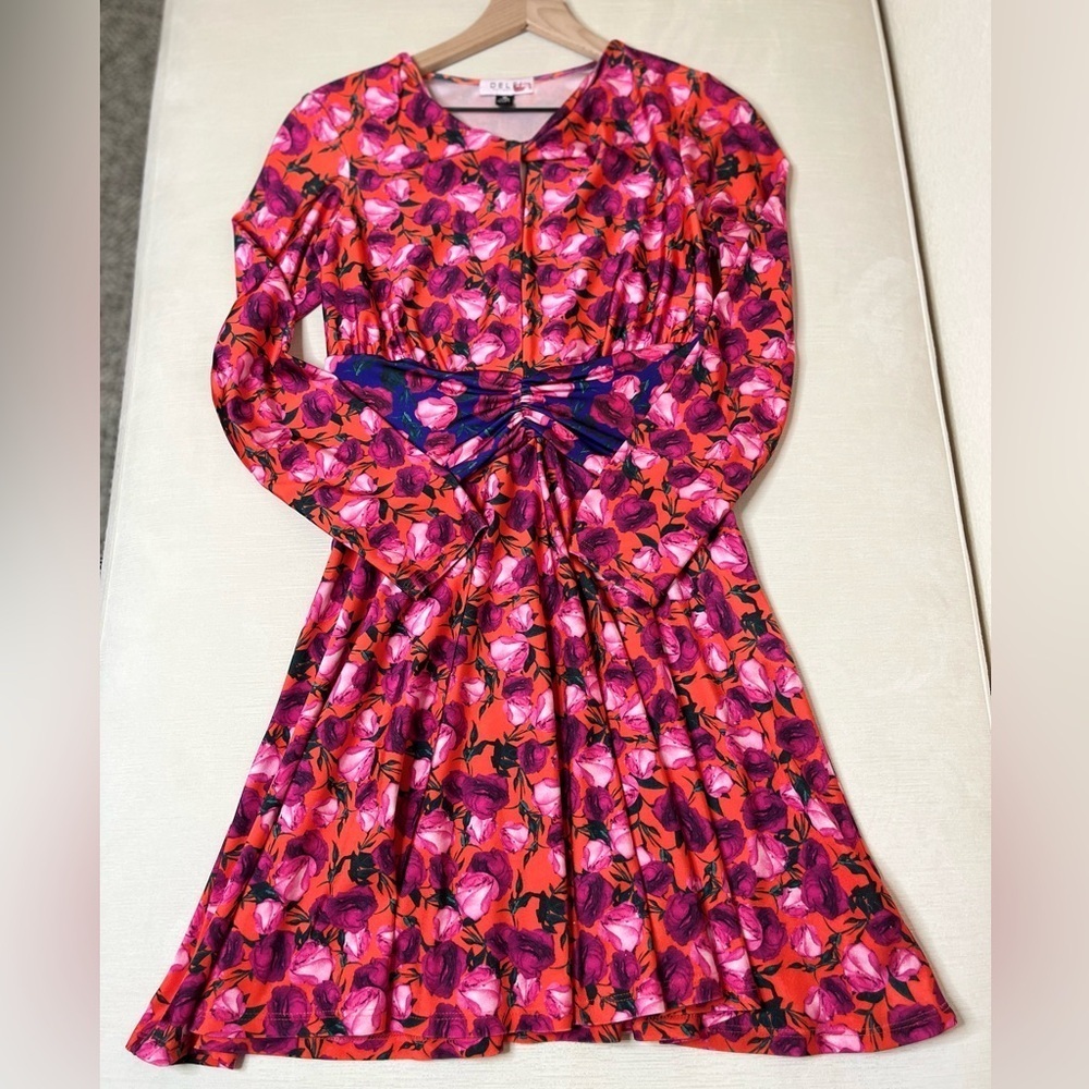 Delfi Collective Floral Twist Waist Fit & Flare Dress Romantic Garden Party Midi
